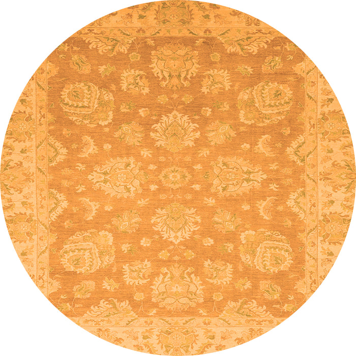 Round Machine Washable Abstract Orange Modern Area Rugs, wshabs2602org
