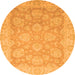 Round Machine Washable Abstract Orange Modern Area Rugs, wshabs2602org