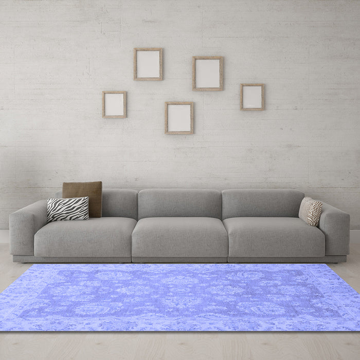 Machine Washable Abstract Blue Modern Rug in a Living Room, wshabs2602blu