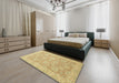 Machine Washable Abstract Gold Rug in a Bedroom, wshabs2602