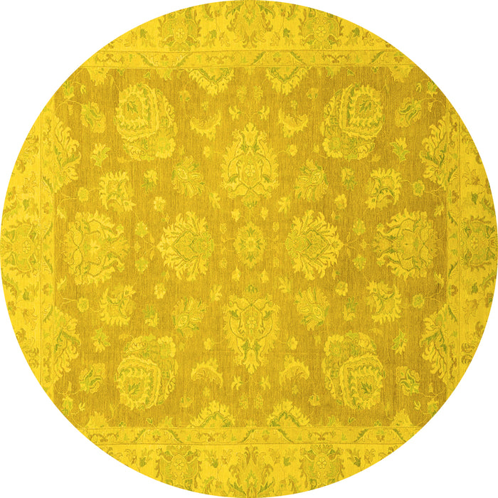 Round Machine Washable Abstract Yellow Modern Rug, wshabs2602yw