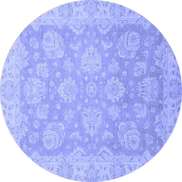 Round Abstract Blue Modern Rug, abs2602blu
