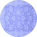 Round Abstract Blue Modern Rug, abs2602blu