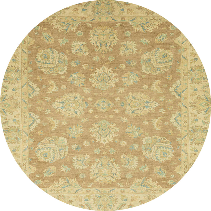 Round Machine Washable Abstract Gold Rug, wshabs2602