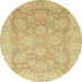 Round Machine Washable Abstract Gold Rug, wshabs2602