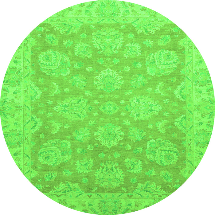Round Machine Washable Abstract Green Modern Area Rugs, wshabs2602grn