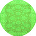 Round Machine Washable Abstract Green Modern Area Rugs, wshabs2602grn