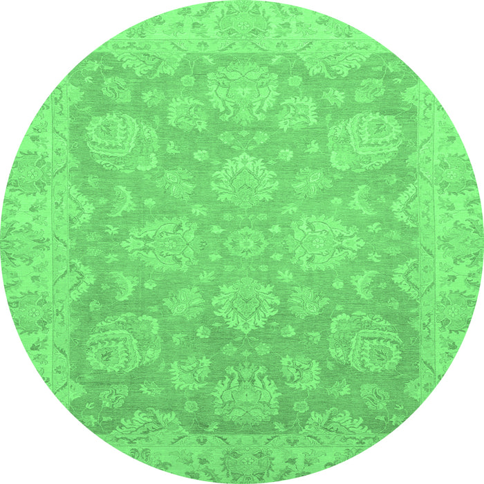 Round Abstract Emerald Green Modern Rug, abs2602emgrn