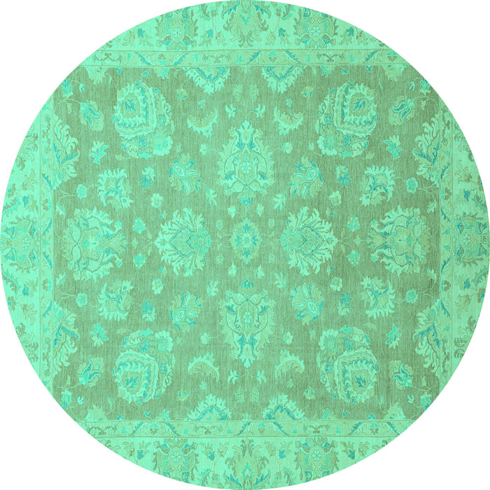 Round Abstract Turquoise Modern Rug, abs2602turq