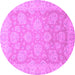 Round Machine Washable Abstract Purple Modern Area Rugs, wshabs2602pur