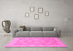 Machine Washable Abstract Pink Modern Rug in a Living Room, wshabs2602pnk