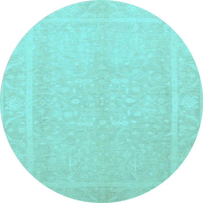 Round Abstract Light Blue Modern Rug, abs2603lblu