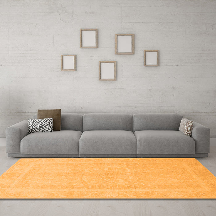 Machine Washable Abstract Orange Modern Area Rugs in a Living Room, wshabs2603org