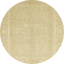 Round Abstract Brown Gold Modern Rug, abs2603