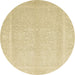 Round Machine Washable Abstract Brown Gold Rug, wshabs2603