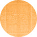 Round Machine Washable Abstract Orange Modern Area Rugs, wshabs2603org