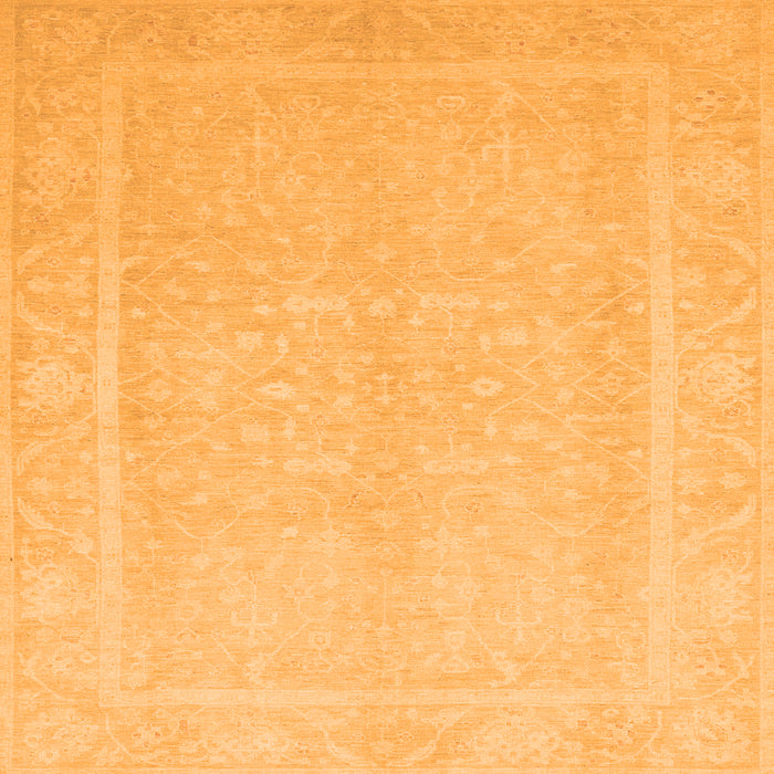 Square Machine Washable Abstract Orange Modern Area Rugs, wshabs2603org
