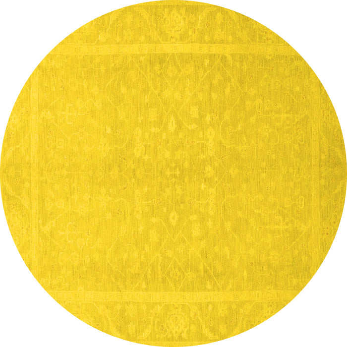 Round Machine Washable Abstract Yellow Modern Rug, wshabs2603yw