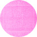 Round Machine Washable Abstract Pink Modern Rug, wshabs2603pnk