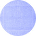 Round Abstract Blue Modern Rug, abs2603blu