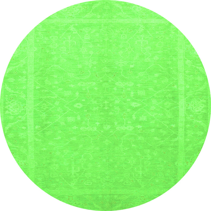 Round Machine Washable Abstract Green Modern Area Rugs, wshabs2603grn