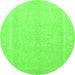 Round Machine Washable Abstract Green Modern Area Rugs, wshabs2603grn