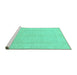 Sideview of Machine Washable Abstract Turquoise Modern Area Rugs, wshabs2603turq