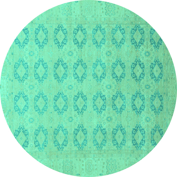 Round Oriental Turquoise Traditional Rug, abs2604turq