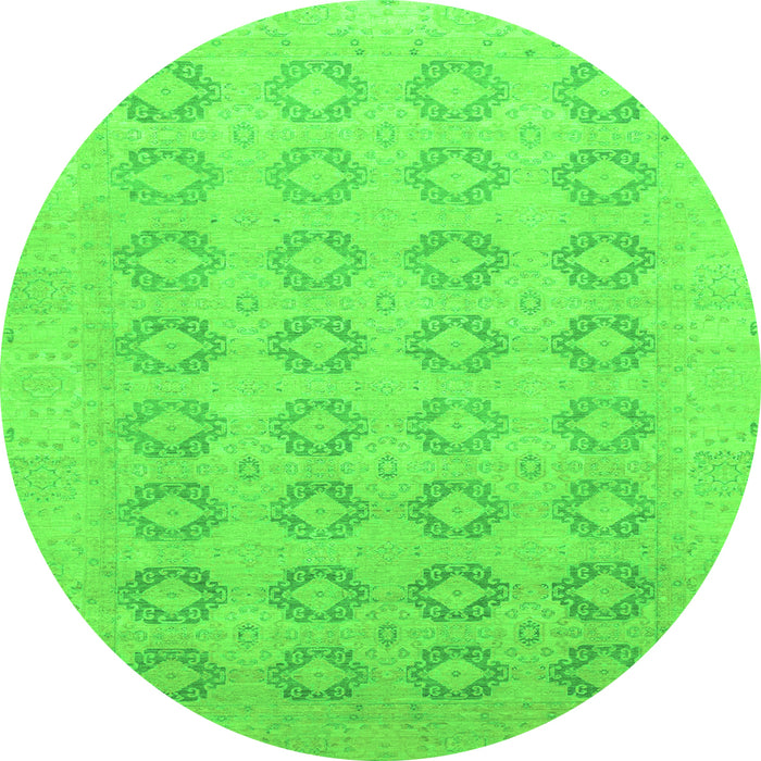 Round Machine Washable Oriental Green Traditional Area Rugs, wshabs2604grn