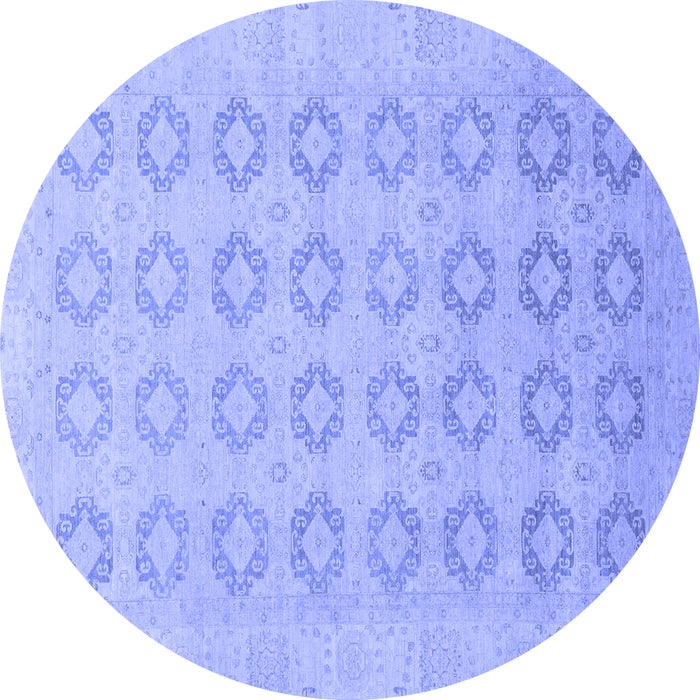 Round Machine Washable Oriental Blue Traditional Rug, wshabs2604blu