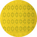 Round Machine Washable Oriental Yellow Traditional Rug, wshabs2604yw