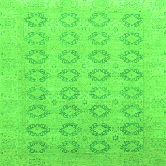 Square Machine Washable Oriental Green Traditional Area Rugs, wshabs2604grn