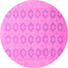 Round Machine Washable Oriental Pink Traditional Rug, wshabs2604pnk