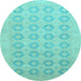 Round Oriental Light Blue Traditional Rug, abs2604lblu