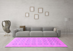 Machine Washable Oriental Purple Traditional Area Rugs in a Living Room, wshabs2604pur