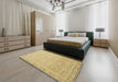 Abstract Gold Modern Rug in a Bedroom, abs2605