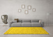 Machine Washable Abstract Yellow Modern Rug in a Living Room, wshabs2605yw