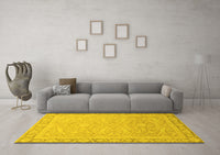 Machine Washable Abstract Yellow Modern Rug, wshabs2605yw