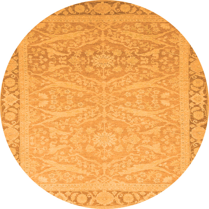 Round Machine Washable Abstract Orange Modern Area Rugs, wshabs2605org