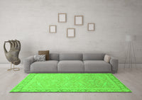 Machine Washable Abstract Green Modern Rug, wshabs2605grn