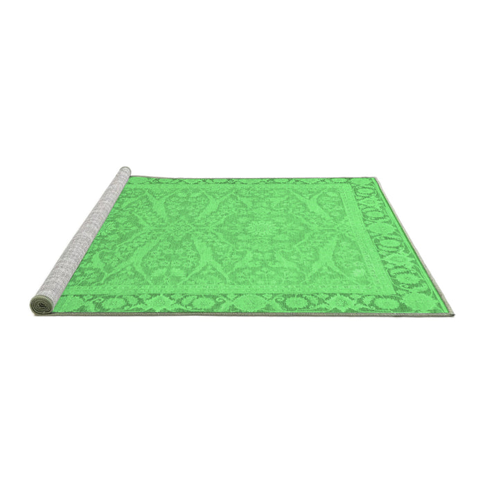 Sideview of Machine Washable Abstract Emerald Green Modern Area Rugs, wshabs2605emgrn