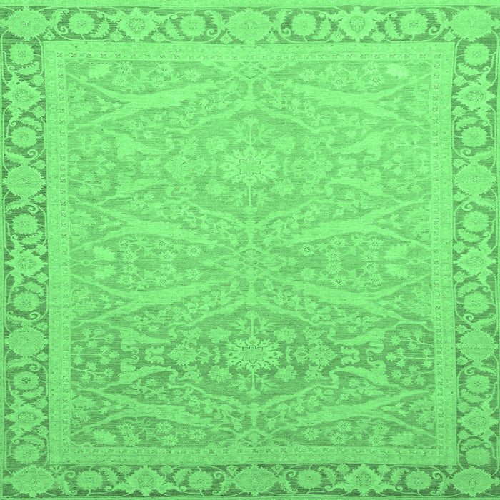 Square Abstract Emerald Green Modern Rug, abs2605emgrn