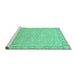 Sideview of Machine Washable Abstract Turquoise Modern Area Rugs, wshabs2605turq