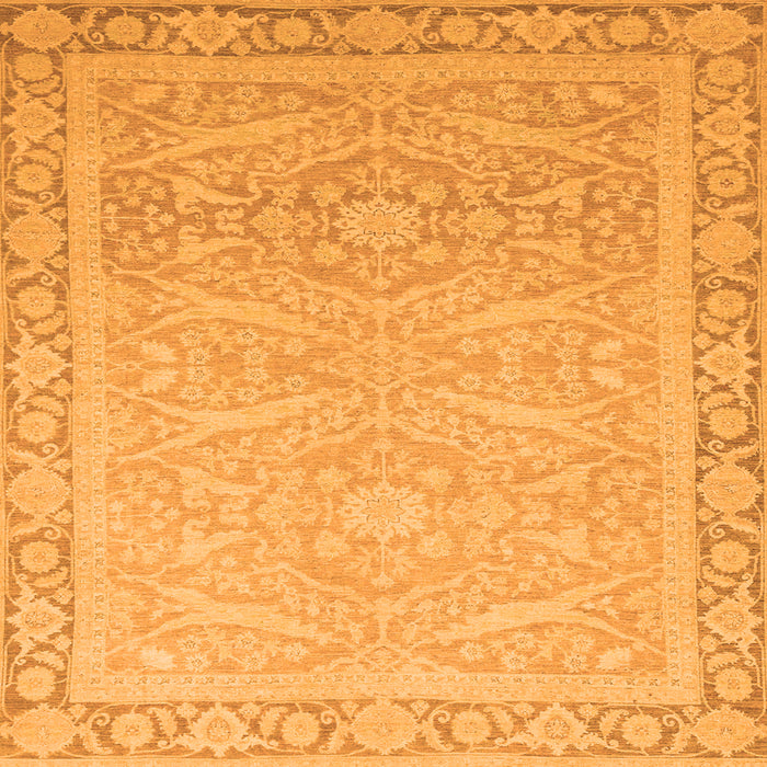 Square Machine Washable Abstract Orange Modern Area Rugs, wshabs2605org