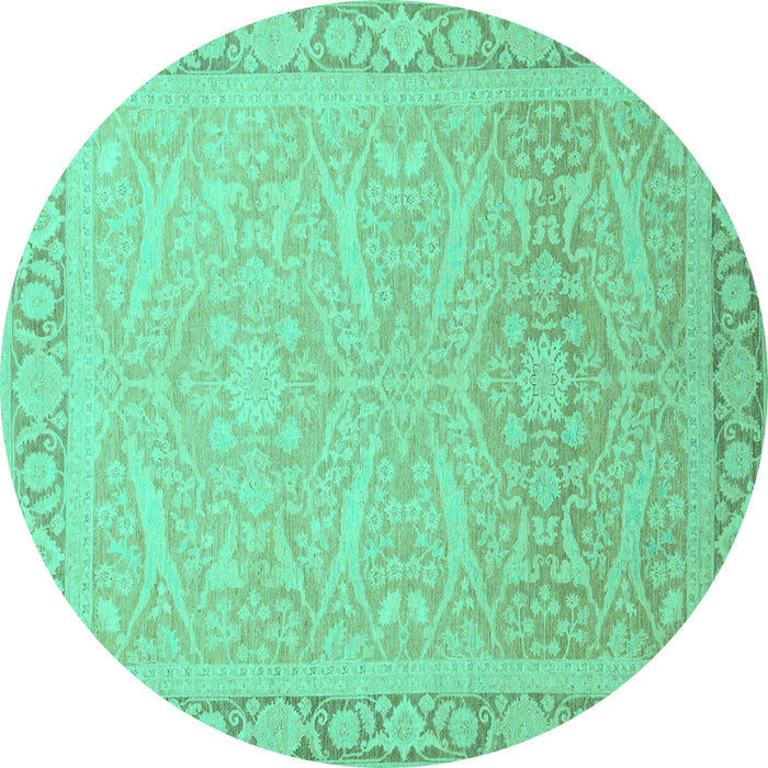 Round Machine Washable Abstract Turquoise Modern Area Rugs, wshabs2605turq