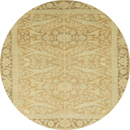 Round Machine Washable Abstract Gold Rug, wshabs2605