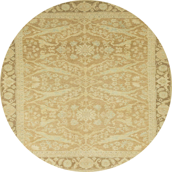 Round Machine Washable Abstract Gold Rug, wshabs2605