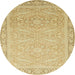 Round Machine Washable Abstract Gold Rug, wshabs2605