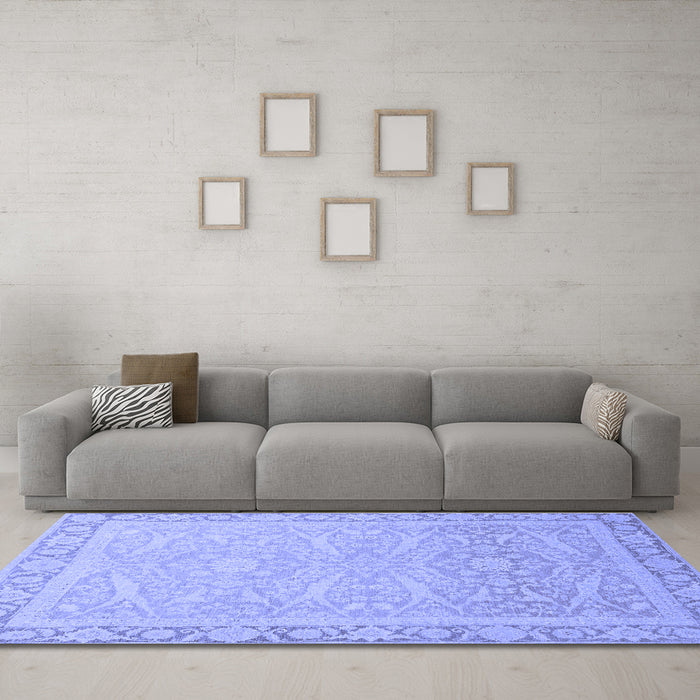 Machine Washable Abstract Blue Modern Rug in a Living Room, wshabs2605blu