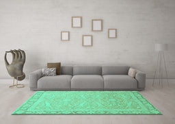 Machine Washable Abstract Turquoise Modern Area Rugs in a Living Room,, wshabs2605turq